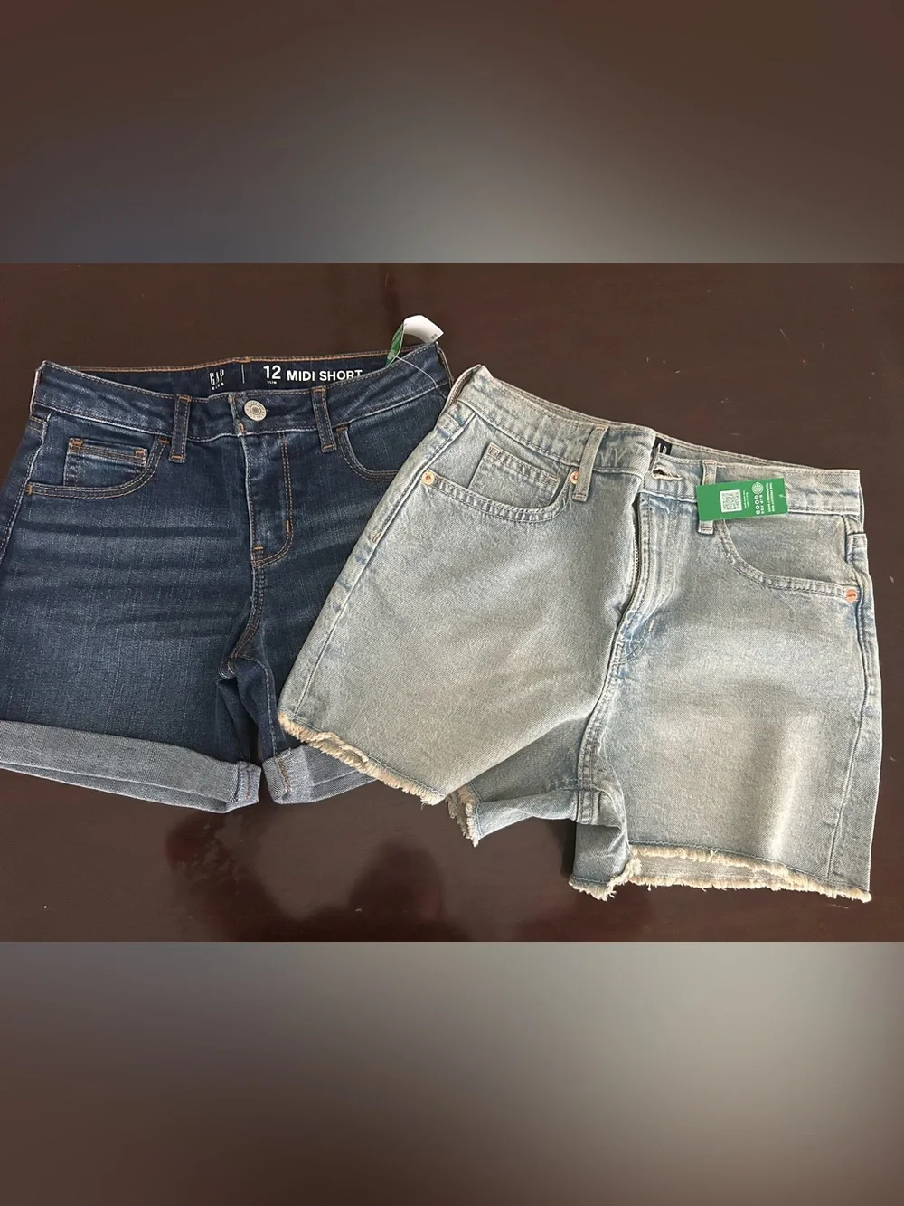 Set of 2 Gap Kids Dark Blue and Light Blue Denim Shorts NWT Sz 12